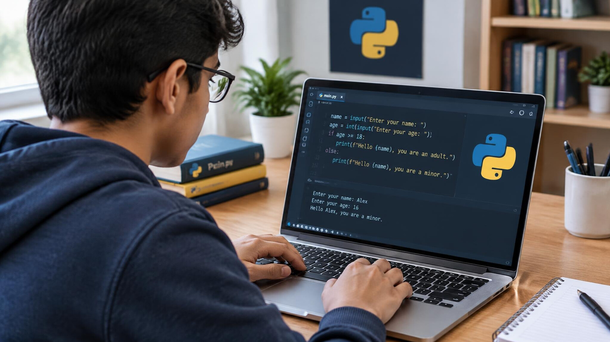 python code on laptop